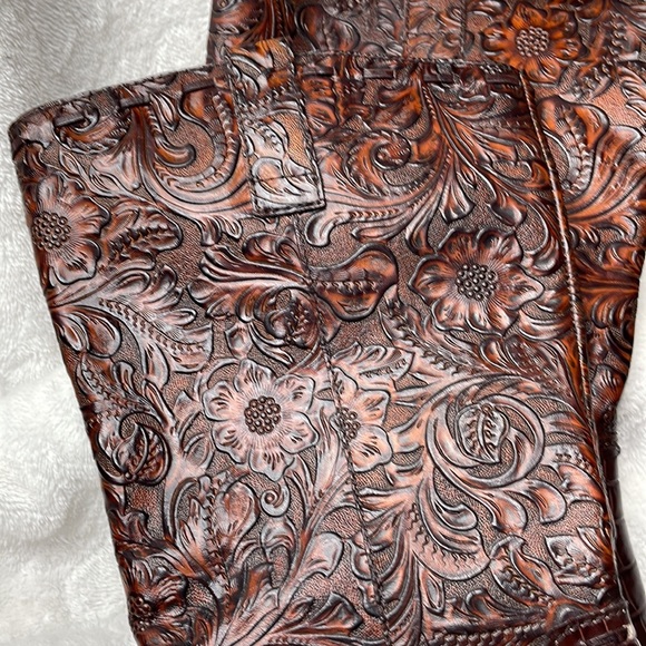 Coldwater creek floral stamped and reptile embossed leather western boots, 10m - Picture 3 of 12